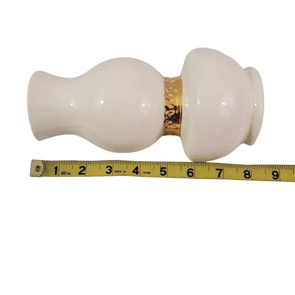 SIGNED Art Ceramic Ivory with Gold Accent Tabletop Wall Vase